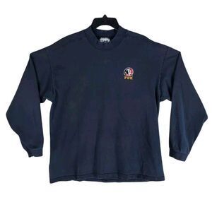 Vtg Lee Sport Nutmeg FSU Mock Sweatshirt Mens L Black Boxy 90s Y2K USA Made